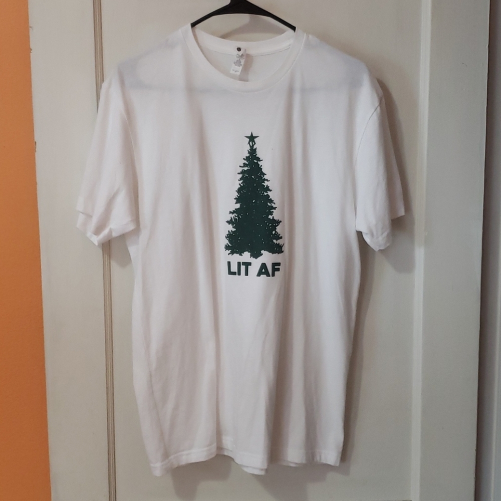 LIT AF Christmas Tree Tshirt meduim - Picture 2 of 5